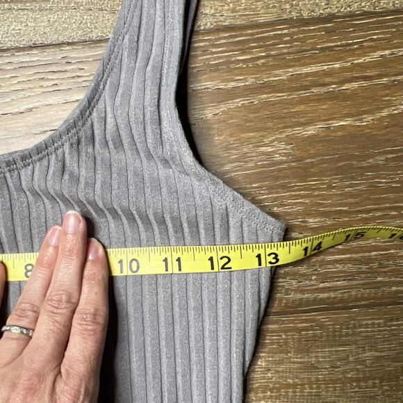 NEW JLUXLABEL Ribbed Tank Bodysuit ZipperGray Size Large NWT Stretch - Picture 5 of 8